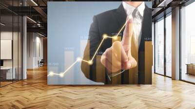 Businessman plan graph growth and increase of chart positive indicators Wall mural