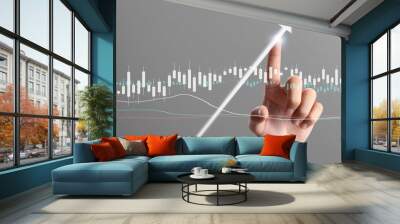 Businessman plan graph growth and increase of chart positive indicators Wall mural