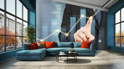 Businessman plan graph growth and increase of chart Wall mural