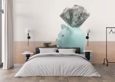 Coin with trading graph, financial investment concept and  Piggy bank Wall mural