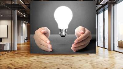 ideas light bulb in  hand Wall mural