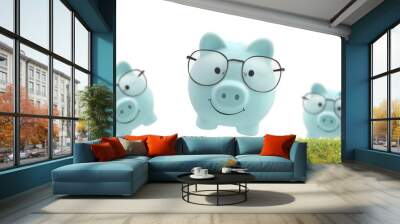 Piggy bank grass as fokaw, coin Saving Wall mural