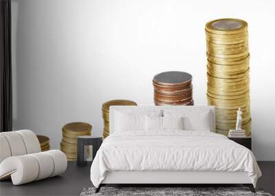 Stack of golden coins isolated Wall mural