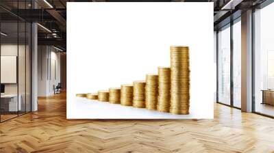 Stack of golden coins isolated Wall mural