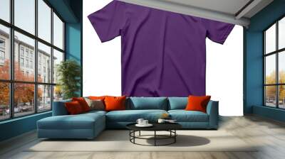 Purple Crew Neck T-Shirt Mockup on White Background Wall mural