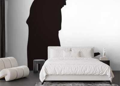 Silhouette of Muslim Pray. Isolated Vector Illustration with Simple Design. Wall mural