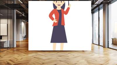 Teacher Profession Character Design Isolated on White Background. Vector Illustration Wall mural