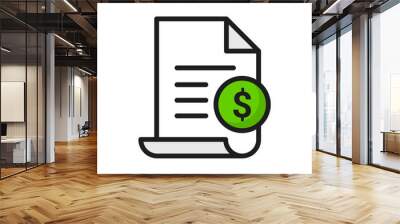 Invoice line icon. Bill payment icon . Tax sign design. Billing invoices, financial operations symbol. Vector invoice icon Wall mural