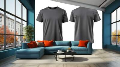 blank gray t shirt front and back mockup, isolated on white background with clipping path. ready for your design or artwork Wall mural