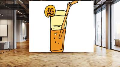 Cocktail Drink Icon On Hand Drawn Style Wall mural