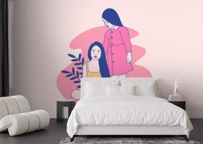 Illustrations of Two Beautiful girl for International Day of the Girl Child design concept Wall mural