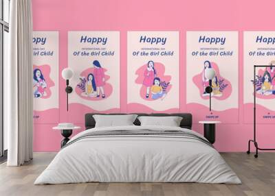 Illustrations of Two Beautiful girl for International Day of the Girl Child  social media stories collection Wall mural