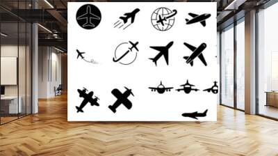 Aircraft icon vector set. airplane illustration sign  collection. plane symbol or logo. Wall mural