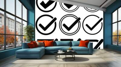 approved illustration symbol collection, check mark list icons vector set. agree sign.  Wall mural