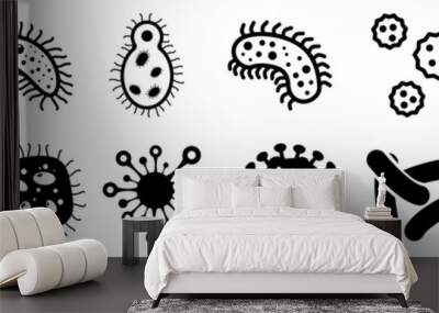 Bacteria icons vector set. Virus illustration sign collection. microbe symbol. Wall mural