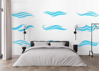 Blue waves icon vector set. Wave illustration sign collection. ocean symbol. water logo. Wall mural