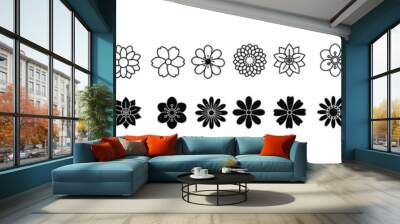 Flowers icon vector set. garden illustration sign collection. Flora symbol or logo. Wall mural