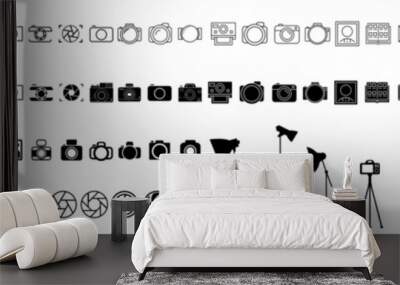 Foto camera icon vector set. Photo illustration sign. Photo studio symbol. Photo session logo. Focus mark. Wall mural