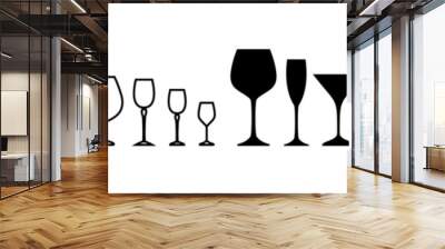 Glasses icon vector set. Stemware illustration sign collection. Wine symbol. Bar logo. Wall mural