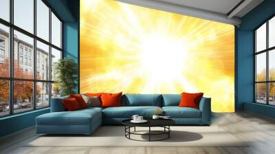 Golden light beams radiating from bright center background Wall mural