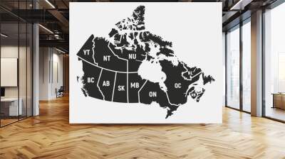 Canadian map with short provinces and territories names. Canada background. Vector illustration Wall mural