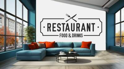 Vintage restaurant logo. Restaurant badge, poster with fork and knife. Vector emblem template Wall mural