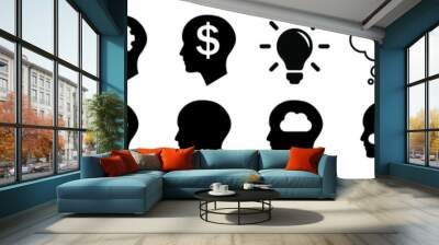 Idea vector icon set. brain illustration symbol collection. creative icon or sign. Wall mural