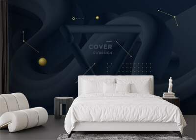 Black Minimal background for banner, flyer, cover, brochure. Vector geometric illustration Wall mural