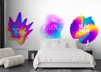 Set of abstract colorful liquid shapes. Isolated dynamical art form. Modern gradient graphic elements  Wall mural