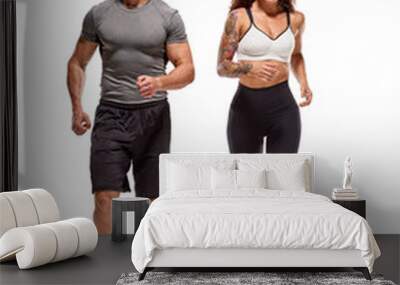 Sporty couple jogging Wall mural