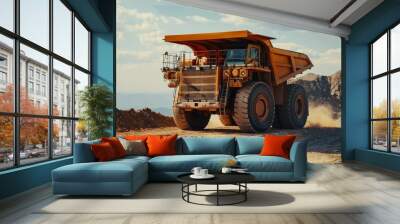 Massive mining dump truck in action Wall mural