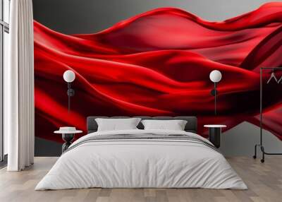 Red silk fabric flowing in the air Wall mural