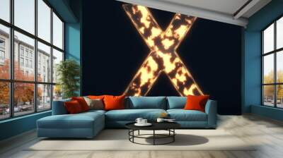 Glass glowing fire letter X symbo Wall mural