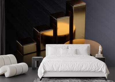 Golden bar graph chart Wall mural