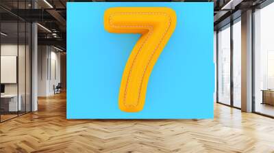 Leather yellow texture letter digit number seven 7 Wall mural