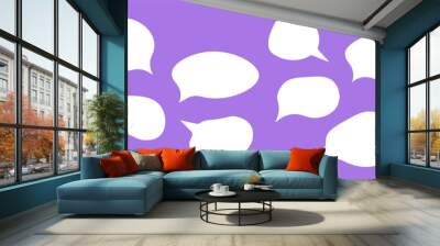 Set of simple communication bubbles on purple background. Vector discussion signs icons in flat style Wall mural