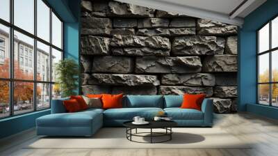 Timeless beauty and rugged charm of textured stone wall Monochromatic palette featuring various shades of black grey and white sense of sophistication and depth to composition. Wall mural