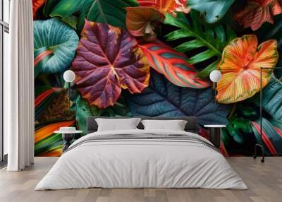 tropical leaves panoramic vivid background Wall mural