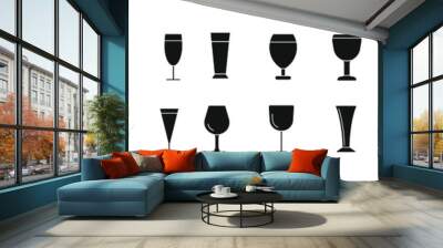 Wineglass icon vector set. alcohol drink illustration sign collection. goblet symbol. Bar logo. Wall mural