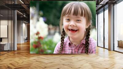 Portrait of beautiful young girl smiling Wall mural