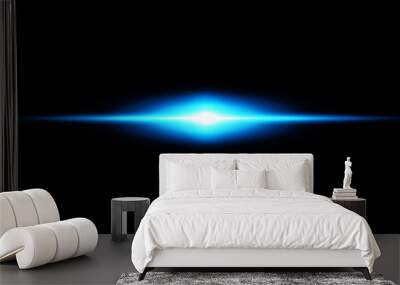 Abstract blue lights lines on black background vector illustration. A bright flash of light on the line Wall mural