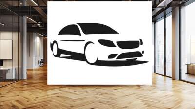 logo, black silhouette of car Wall mural