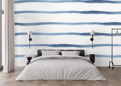 Dark Blue Vector Abstract Watercolor Seamless Striped Pattern Wall mural