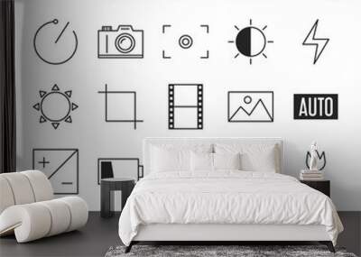 Photography line icon collection. Set of various symbols Wall mural