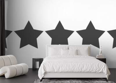 Star rating vector isolated. Black star shape. Quality of service Wall mural