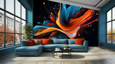 Abstract splash of paint liquid, bright colors Wall mural