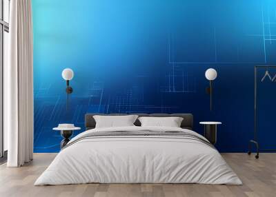 Blue technology background, blue hexagon background Wall mural