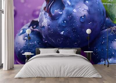 Blueberry fruit illustration Wall mural