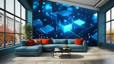 Cubes in a virtual network Wall mural