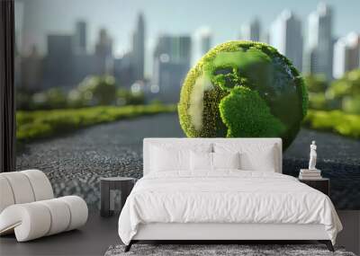 Environmental awareness, the earth calls for green living in the city Wall mural